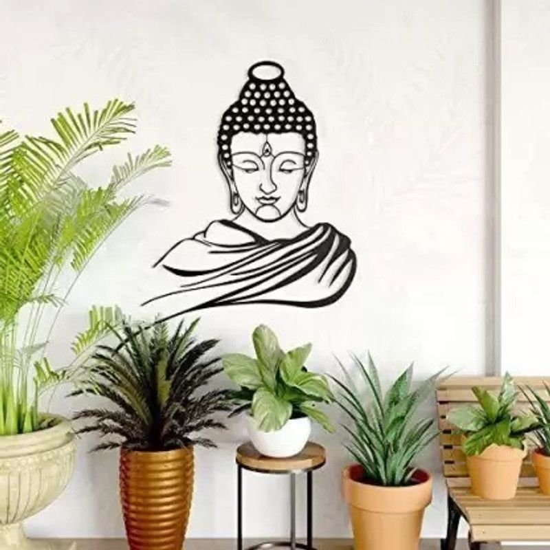 Friends Craft Budhha Metal Wall Decor  (46 cm X 37 cm, Black)
