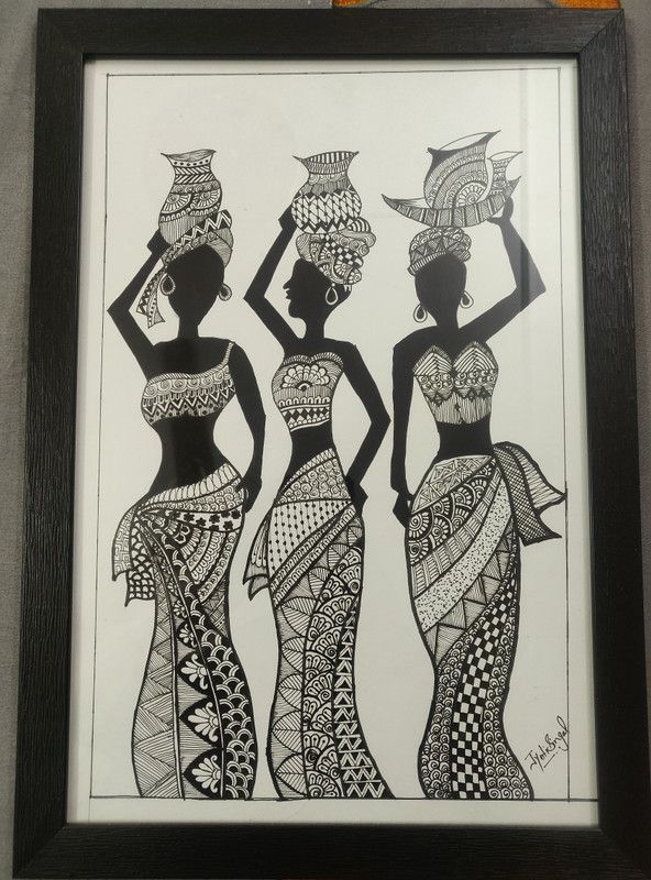 Pihhar Pencil 17.5 inch x 12.2 inch Painting  (With Frame)