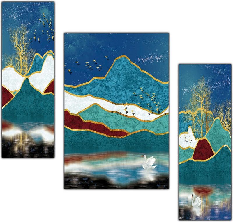 pnf Digital Reprint 18 inch x 12 inch Painting  (Without Frame, Pack of 3)