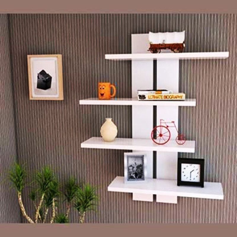 nabiya wood handicrafts 4 SHELF FATTI MDF (Medium Density Fiber) Wall Shelf  (Number of Shelves - 4, White)