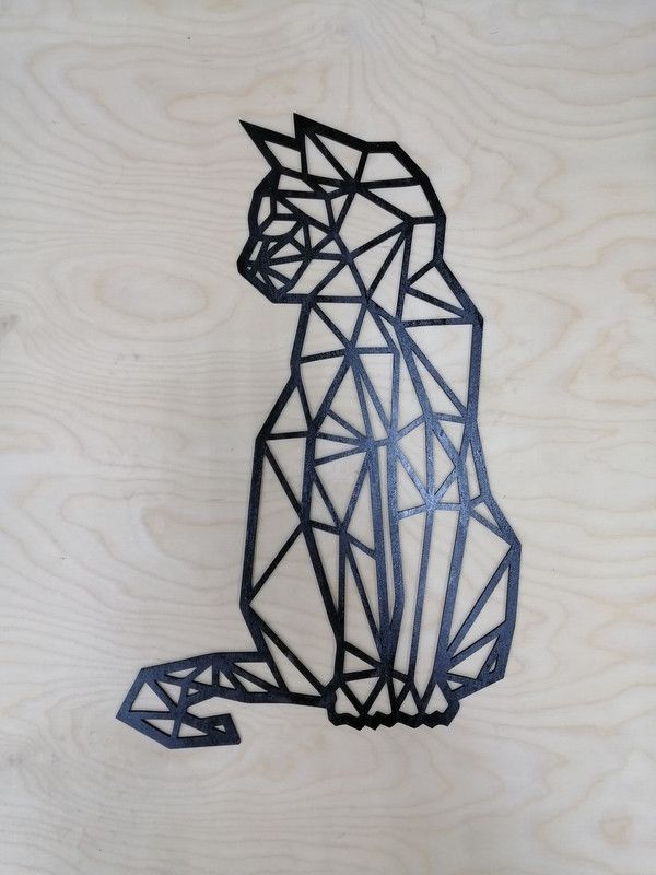 shanita MDF Laser Cut 1 Pieces CAT Wall Art Panel Frame | Wall Sculptures for Home  (12 inch X 12 inch, Black)