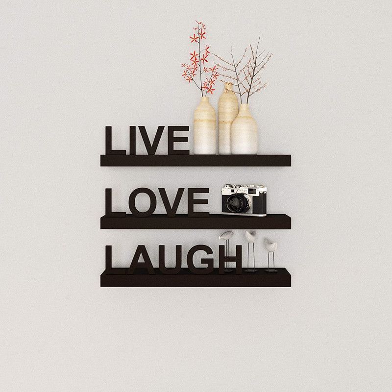 forex max handicrafts Live Love Laugh Home Decor Living Room Decor MDF (Medium Density Fiber) Wall Shelf  (Number of Shelves - 3, Black)