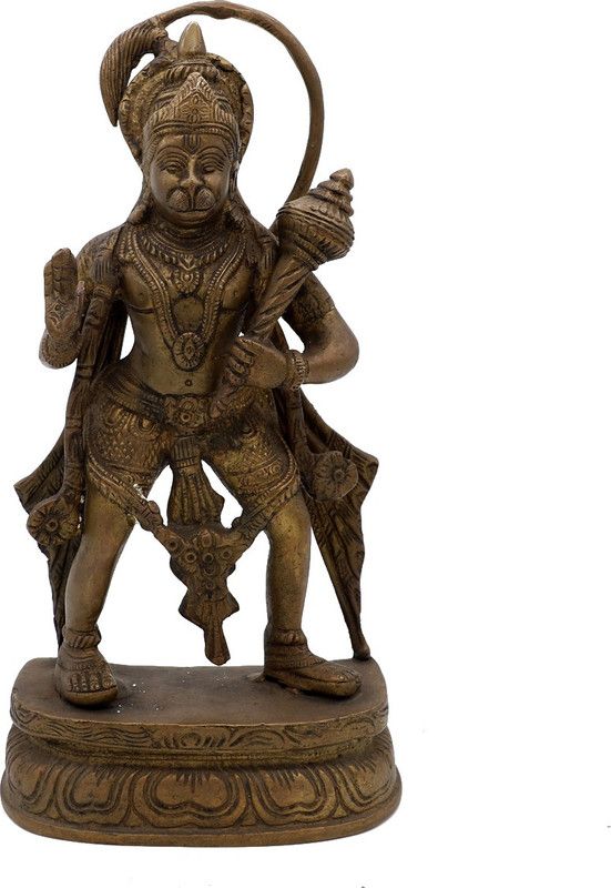 cottage handicraft HANUMAN Decorative Showpiece - 29 cm  (Brass, Gold)