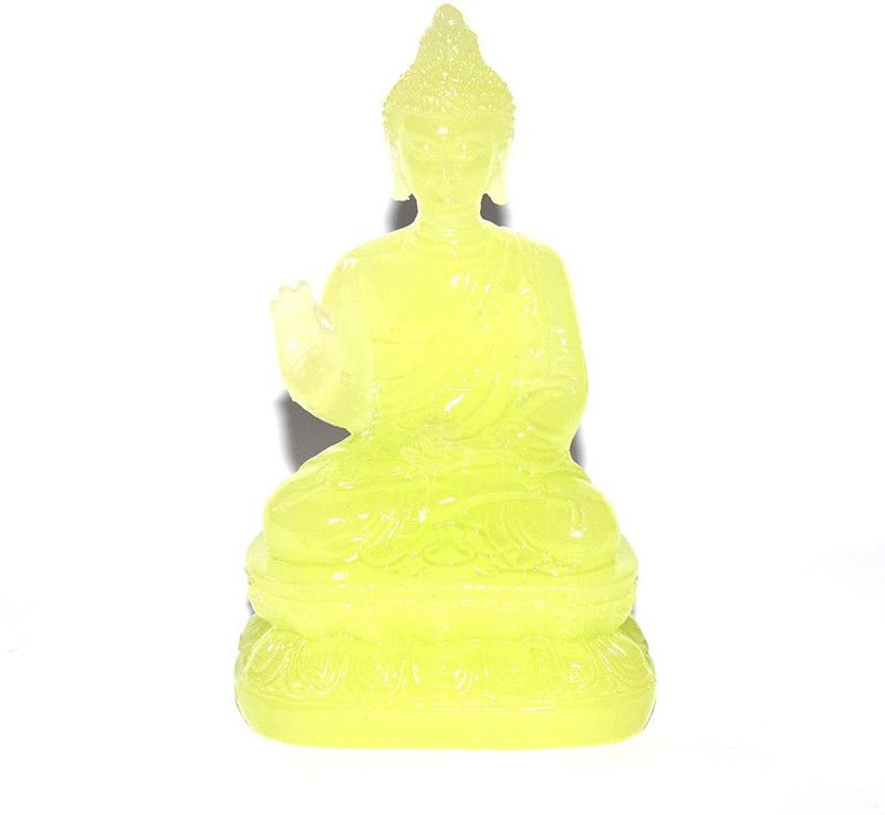 MADEE COLLECTIONS Fengshui Green radium Blessing Buddha statue for Peace&goodluck Decorative Showpiece - 10 cm  (Polyresin, Green)