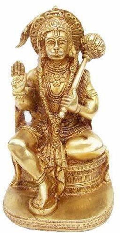 Idolsplace Hanuman ji Brass Murti to Protect from All Kind of Negative Energy 500gms Decorative Showpiece - 9 cm  (Brass, Gold)