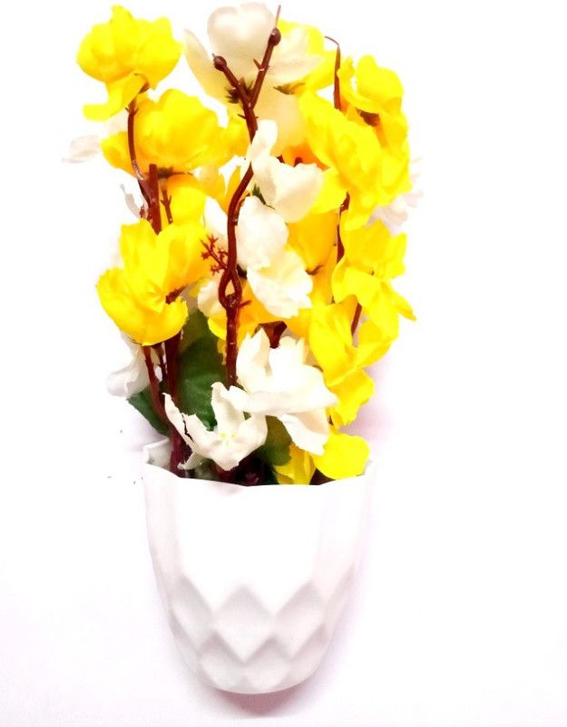 Green Plant indoor Orchid11056 Bonsai Wild Artificial Plant with Pot  (23 cm, Multicolor)