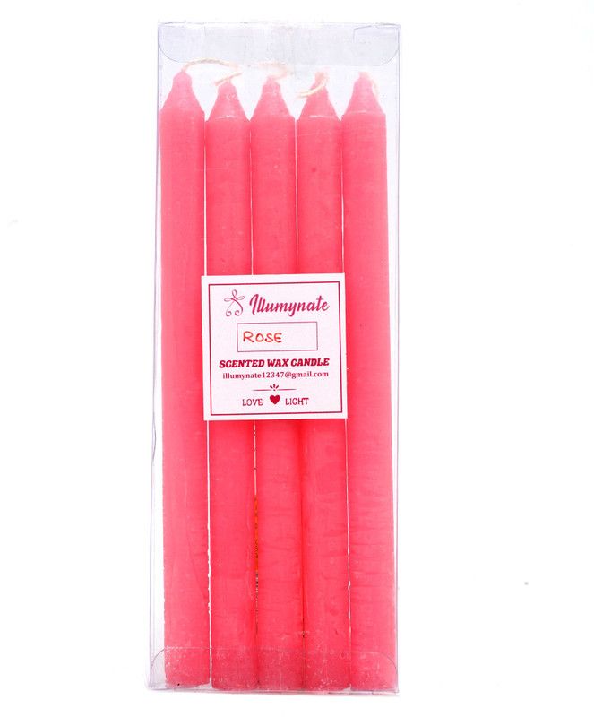 ILLUMYNATE Blessed, Decorative white unscented Wax Stick Candle for Spa/Meditation, Ideal Gift for Birthday/Anniversary/House Warming/Diwali/Christmas/New Year/ All festival Candle  (Pink, Pack of 10)