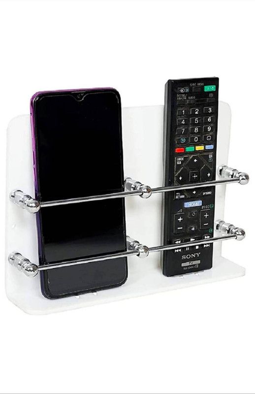 DIRAMYA Mobile Charging Wall Stand Mobile Holder, AC Remote Stand, Mobile Holder,TV Remote Stand-(White) Acrylic, Steel Wall Shelf  (Number of Shelves - 1, White)