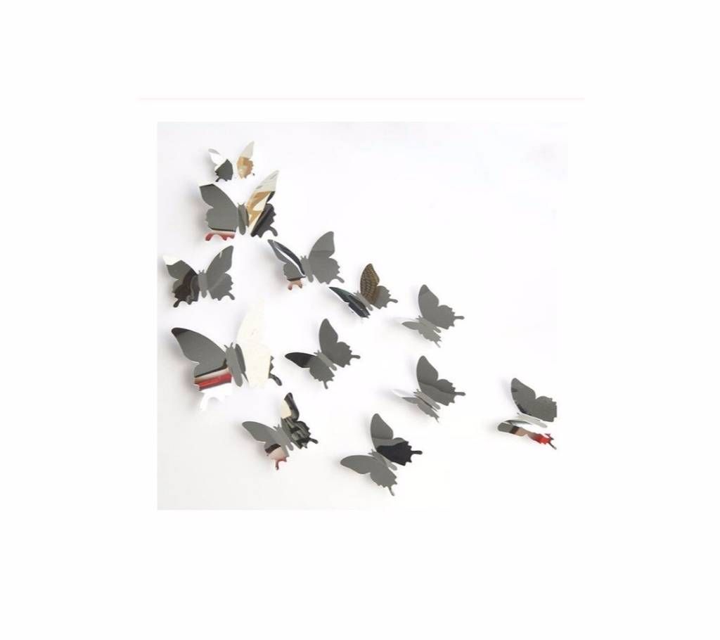 12PCs 3D Mirror Butterflies Wall Sticker For Home decor