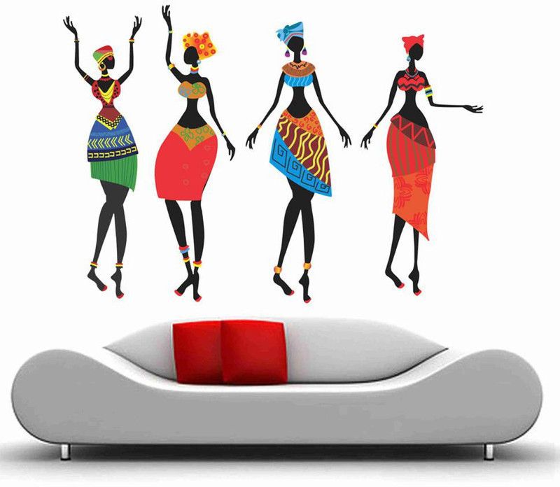 Decor hubb 80 cm Tribal Lady Wall Sticker For Home Decor 80 CM X 50 CM Self Adhesive Sticker  (Pack of 1)