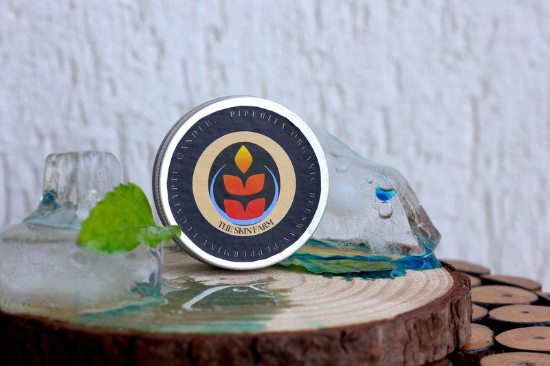 THE Skin Farm PIPERITA TIN TRAVEL CANDLE (SET OF 10) Candle  (Blue, Pack of 10)