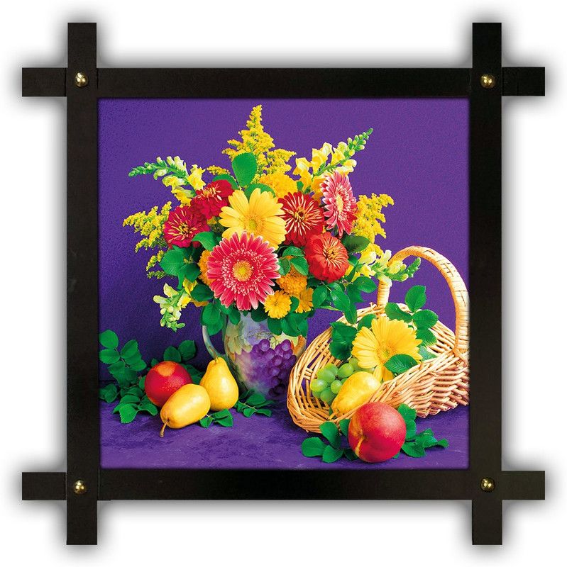 Poster N Frames Cross Wooden Frame Hand-Crafted with photo 14914-crossframe Digital Reprint 16.5 inch x 16.5 inch Painting  (With Frame)