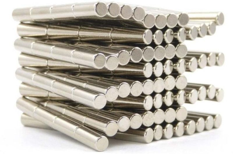 ART IFACT 100 Pieces of 4mm x 10mm Neodymium Magnets - N52 Cylindrical magnets - Rare Earth NdfeB Fridge Magnet, Multipurpose Office Magnets, Magnetic Paper Holder Pack of 100  (Silver)