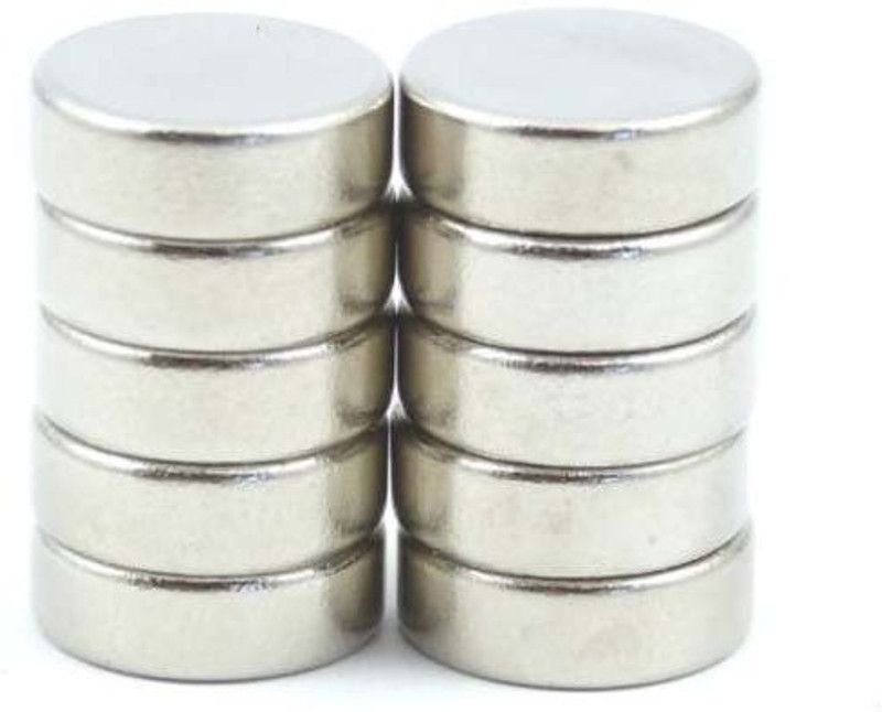 ART IFACT 10 Pieces of 12mm x 3mm Neodymium Magnets - N52 Disc / Cylindrical magnets - Rare Earth NdfeB Fridge Magnet, Multipurpose Office Magnets, Magnetic Paper Holder Pack of 10  (Silver)