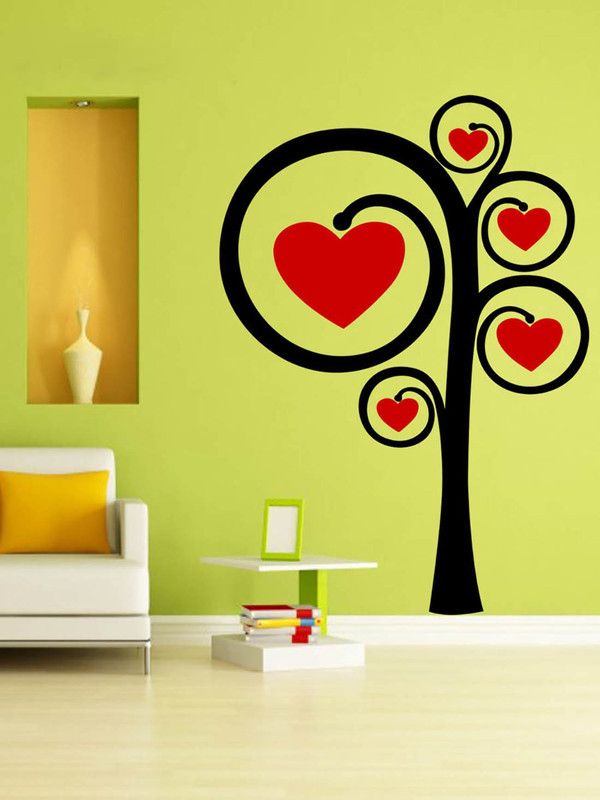 ALLURE 72 cm Heart Tree 2 Self Adhesive Sticker  (Pack of 1)