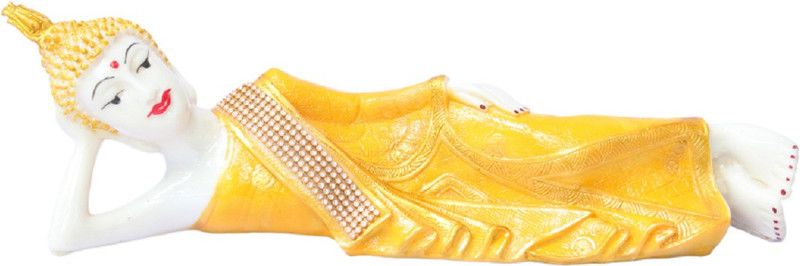 Apkamart Handcrafted Lying Buddha 14 Inch Decorative Showpiece - 10 cm  (Polyresin, Multicolor)