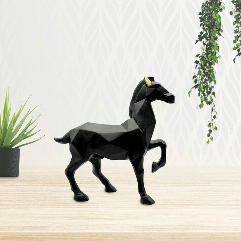 Dalvkot Horse Statue Showpiece for Vastu and Home Decor Big Size Decorative Showpiece - 25 cm  (Polyresin, Black)