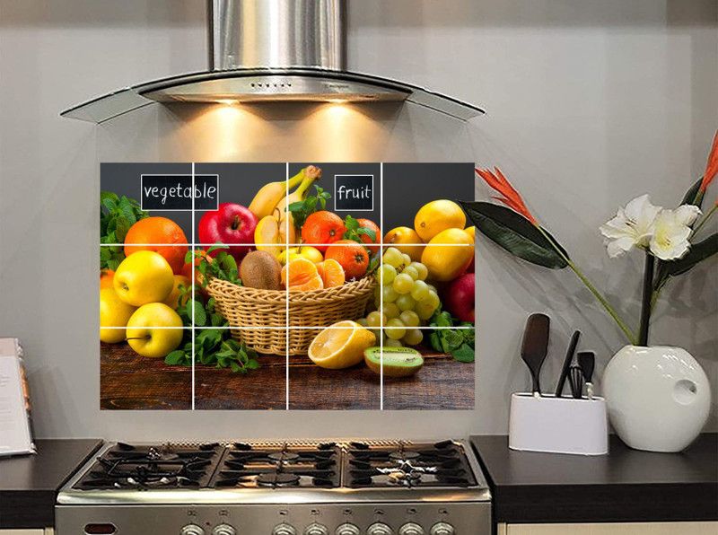 DivineDesigns 46 cm Fruits Apples Oranges Kitchen Sticker Self Adhesive Sticker  (Pack of 1)