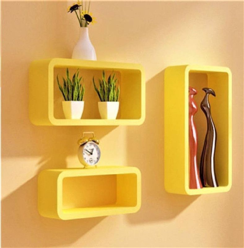 ANB Enterprises wall shelf MDF (Medium Density Fiber) Wall Shelf  (Number of Shelves - 3, Yellow)
