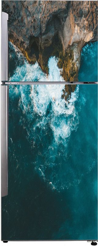 Decor studio 160 cm Decorative blue sea and mountain wallpaper sticker for fridge décor Self Adhesive Sticker  (Pack of 1)
