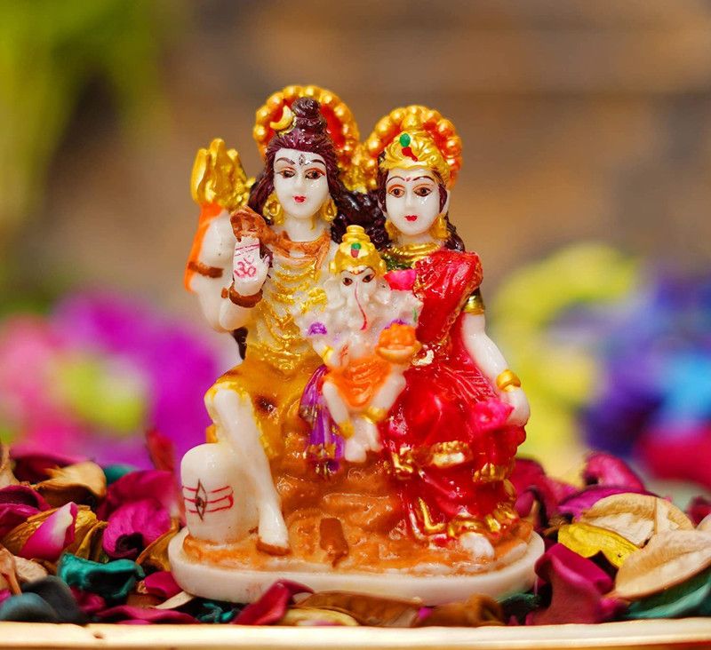 Tulika Collections Lord Shiv Parivar, Shiva Idol,Bholenath Parivar Shiv, Parvati ,Ganesh Ji Murti Decorative Showpiece - 16 cm  (Polyresin, Multicolor)