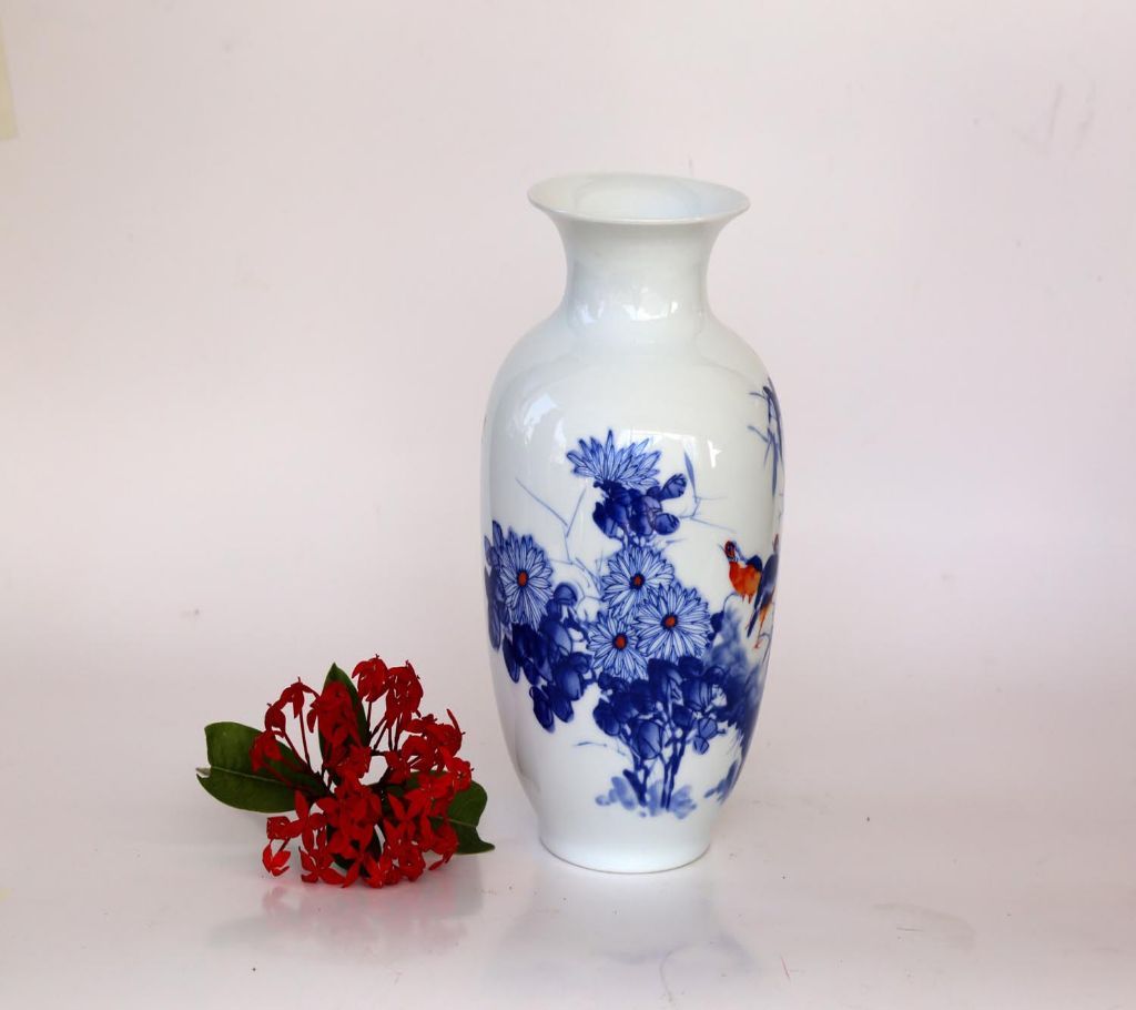 Ceramic Vase - White and Blue