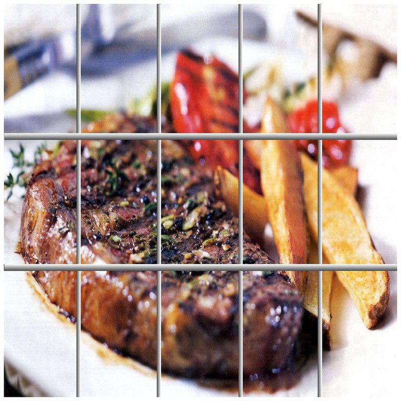 Prime Home Decor 80 cm meat food decorative kitchen sticker (Multicolor PVC Vinyl 50x80) Self Adhesive Sticker  (Pack of 1)