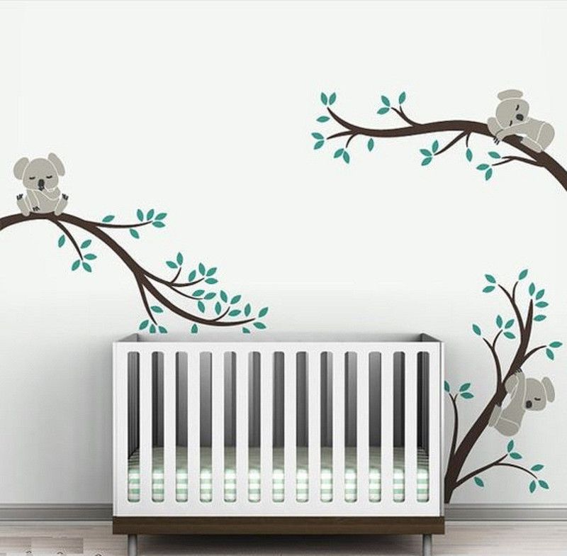 Asmi Collections 190 cm Cute Koalas on Tree branches Removable Sticker  (Pack of 1)