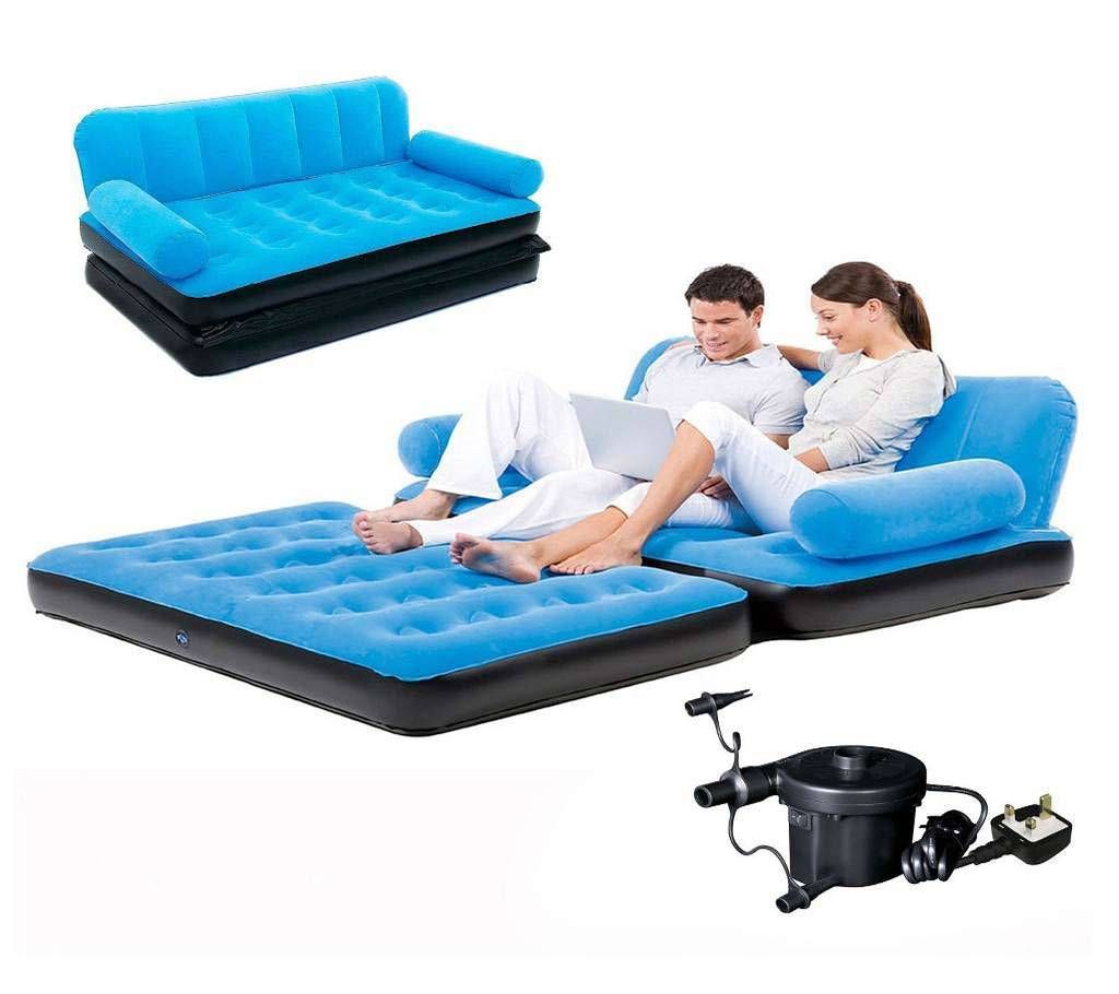 5 In 1 Inflatable Air Sofa Cum Bed With Air Pumper