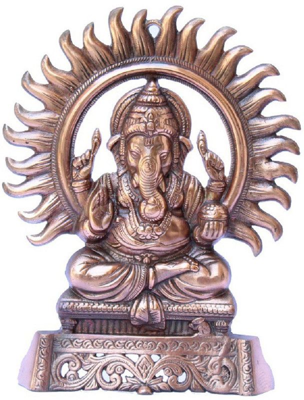 Apkamart Handicraft Ganesh Statue 11 Inch for Religious Decor and Gifts Decorative Showpiece - 20 cm  (Aluminium, Multicolor)