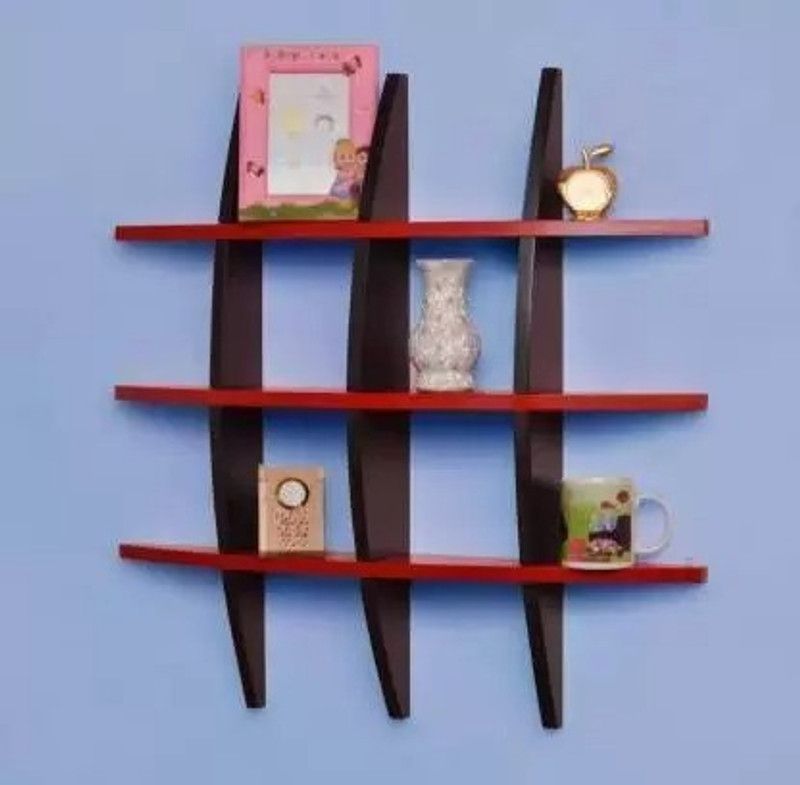 Craftylook Wooden Wall Stand TRK Medium Shelf(Number of Shelf-6-Brown and Red)  (Brown, Red)