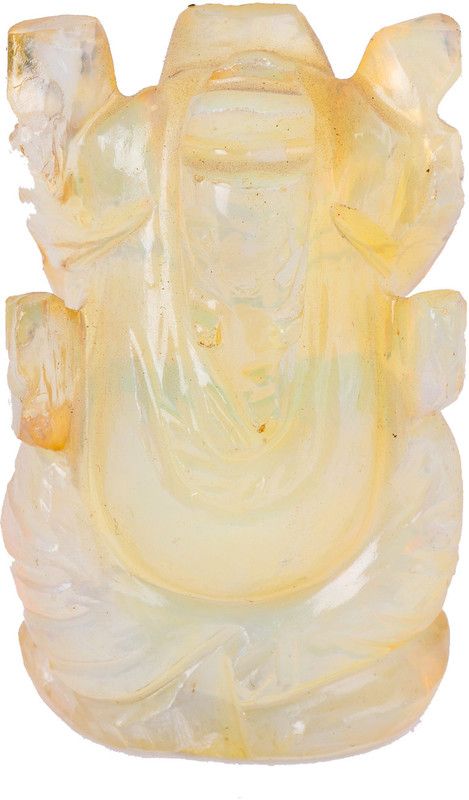 Pandit NM Shrimali Opal Ganesh Synthetic Stone Religious Idol Decorative Showpiece - 5 cm  (Stone, Yellow)