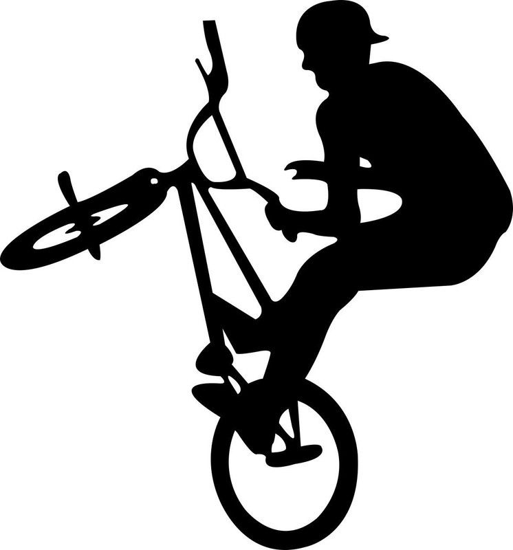 Jagvii 59 cm Cyclic stunt man ,in black wall sticker Removable Sticker  (Pack of 1)