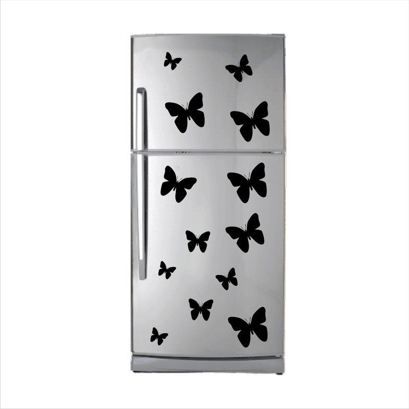 Advait Designs 60 cm Advait Designs Black Butterflyes Vinyl Fridge Decorative Adhesive Wall Sticker Large (PVC Vinyl Multicolor) Size 60x160 cm Self Adhesive Sticker  (Pack of 1)