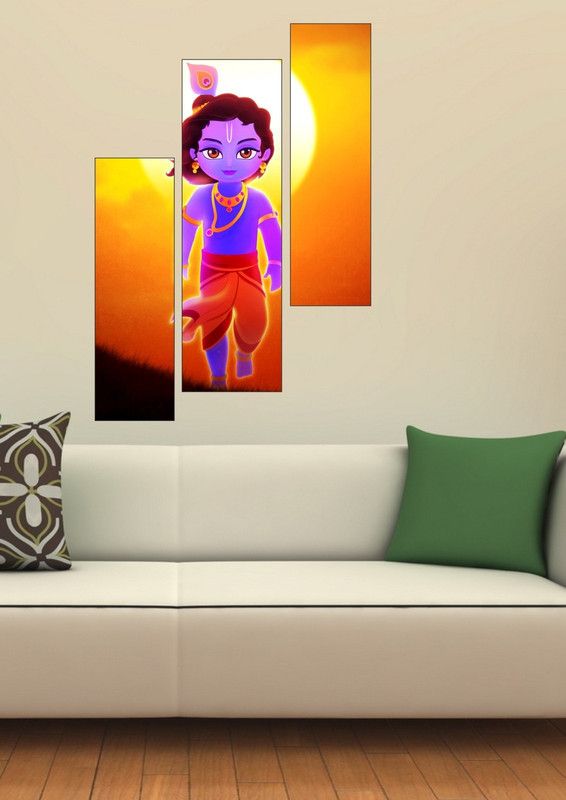 BALKRISHNA WALL STICKER 60 cm NEW LORD KRISHNA WALL STICKER Self Adhesive Sticker  (Pack of 1)