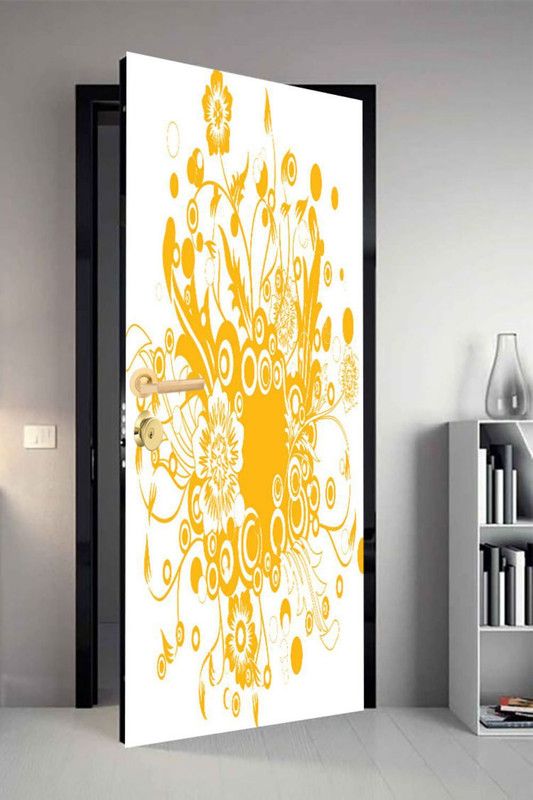 QTH 29.8 cm QTH Floral Dor-3747 Design Door Sticker Self Adhesive Sticker  (Pack of 1)