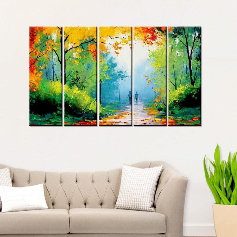 WALLMANTRA Nature Painting Canvas Wall Hanging Canvas 24 inch x 8 inch Painting  (Without Frame)