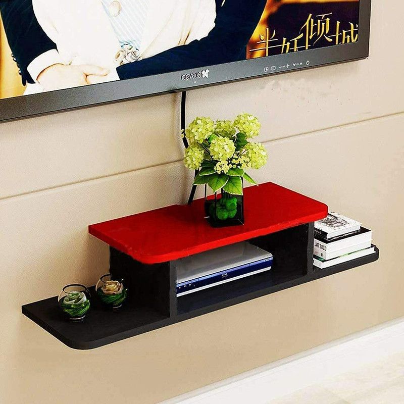 PepperWood Setup Box Stand / Wall Shelf for Speakers WiFi Router Game Console Remote MDF (Medium Density Fiber) Wall Shelf  (Number of Shelves - 2, Red, Black)