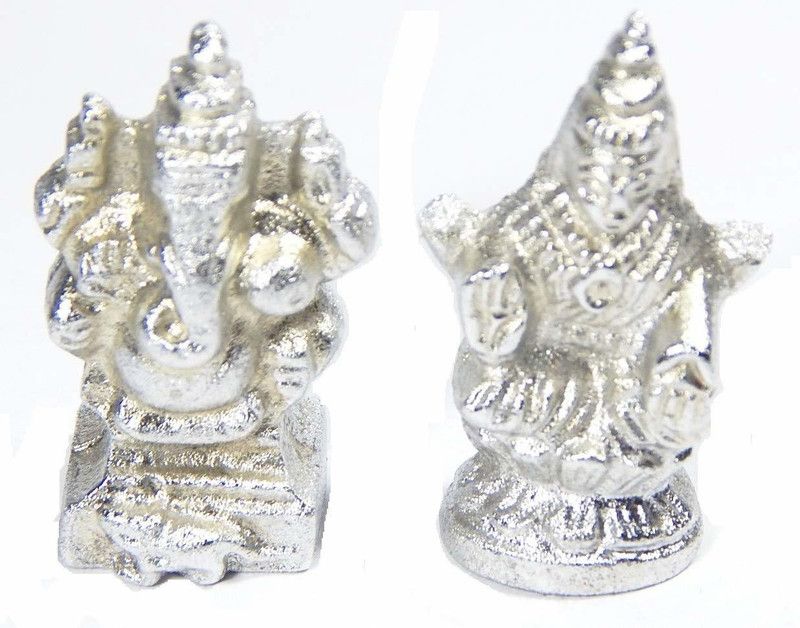 Urancia Very Rare Parad Laxmi Ganesh Parad Mercury Idol Rasa Laxmi Ganesh 61.64gms Decorative Showpiece - 8 cm  (Crystal, Multicolor)