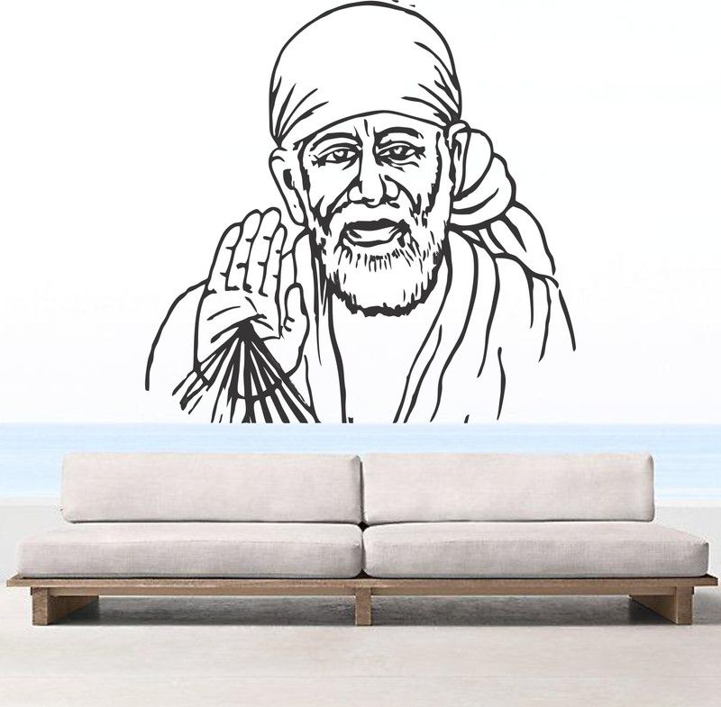 StickMe 50 cm Sai Baba Blessing Wall Sticker - SM 284 Self Adhesive Sticker  (Pack of 1)