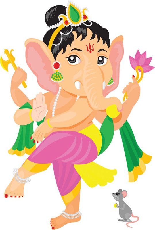 god & god's 61 cm Little Ganesha 506 Self Adhesive Sticker  (Pack of 1)