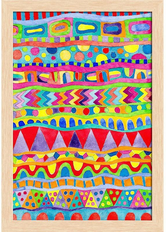 Abstract Watercolor Artwork Paper Poster Natural Brown Frame | Top Acrylic Glass 13inch x 19inch (33cms x 48.3cms) Paper Print  (19 inch X 13 inch, Framed)
