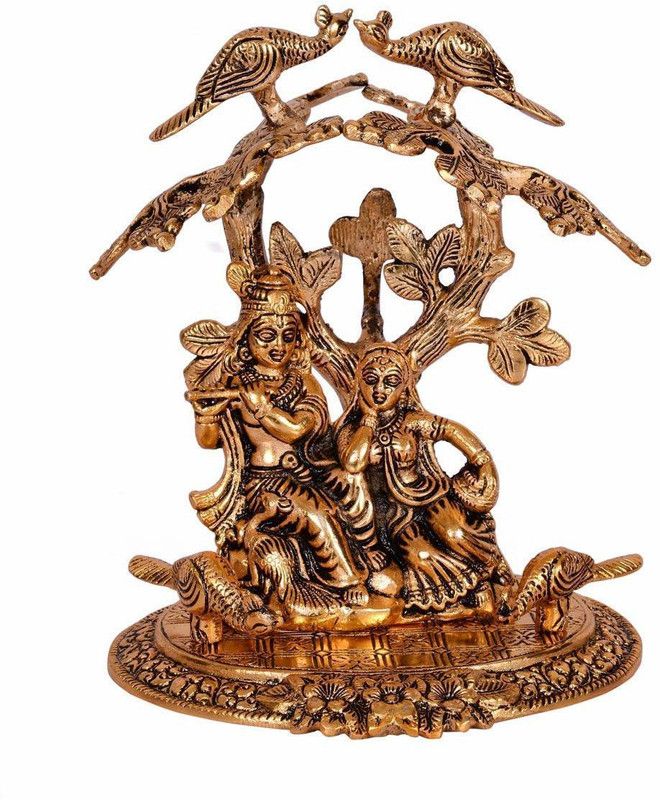 Delhi Gift House Handicraft Radha Krishna statue / Brass Showpiece Decorative Showpiece - 22 cm (Gold Plated ) Decorative Showpiece - 22 cm  (Aluminium, Gold)