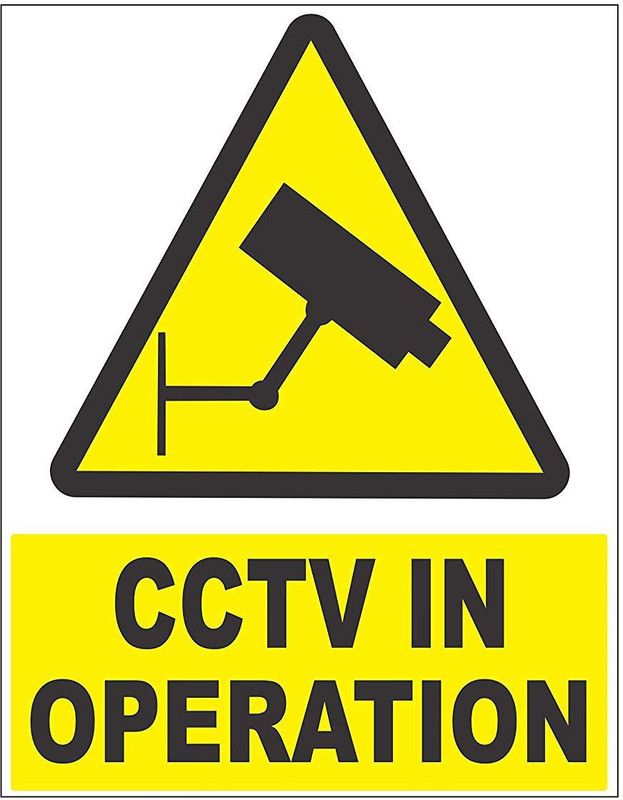 Asmi Collections 26 cm Self Adhesive Wall Stickers CCTV in Operation Sign Removable Sticker  (Pack of 1)