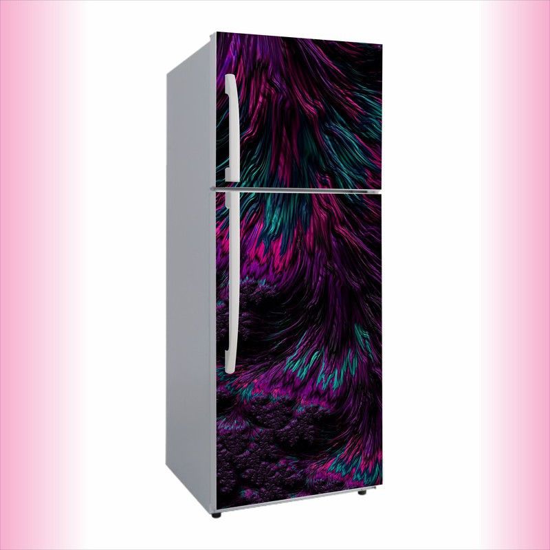 Decor studio 60 cm 3d water splash with dark abstract effect fridge wallpaper poster self adhesive vinyl fridge wrap decorative wall sticker (PVC vinyl multicolor) Size 60x160 cm Self Adhesive Sticker  (Pack of 1)