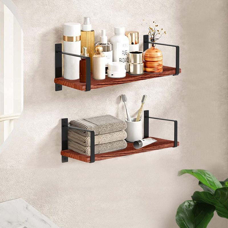 Xllent Multipurpose Wooden Wall Mount Shelf Rack , Pack of 2 Wooden, Iron Wall Shelf  (Number of Shelves - 2, Brown, Black)