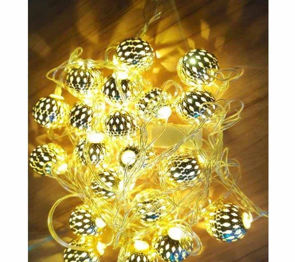 LED METAL BALL GOLDEN COLOUR Light -20 PIECE-12 FEET
