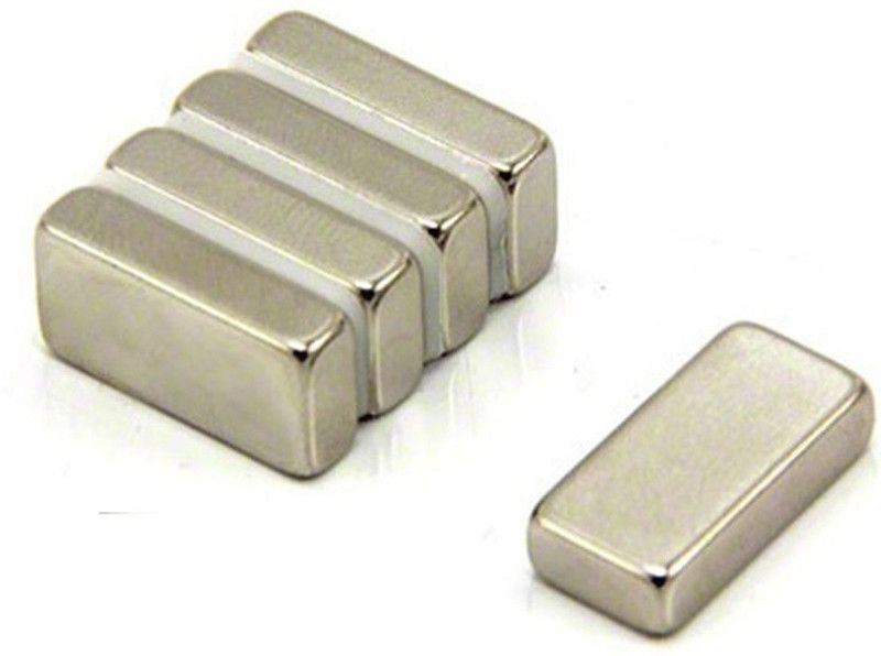 ART IFACT 5 Pieces of 50mm X 25mm X 12.5mm Neodymium Magnets - N52 Block Magnets - Rare Earth NdfeB Magnets - For DIY, School Project or Commercial Usage Fridge Magnet, Multipurpose Office Magnets, Magnetic Paper Holder Pack of 5  (Silver)