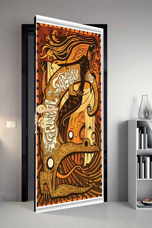 QTH 29.8 cm QTH Colourfull Dor-7122 Design Door Sticker Self Adhesive Sticker  (Pack of 1)