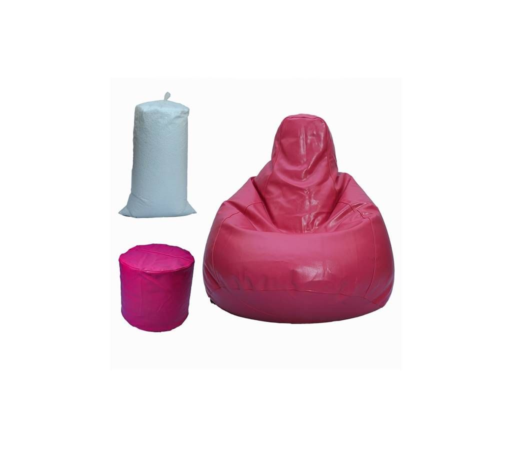Multi Shape Bean Bag with Footrest- Pink Color